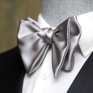 Men's Self-tied Bow Tie 100%Silk Big Butterfly Silver Grey S654‎ Gift…
